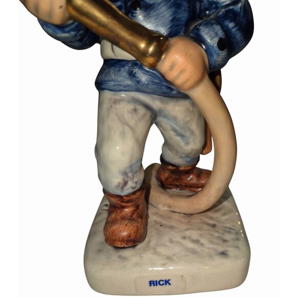Vintage Ceramic Fireman Goebel Gnome Figurine Red Hat Holding Hose - Picture 2 of 11